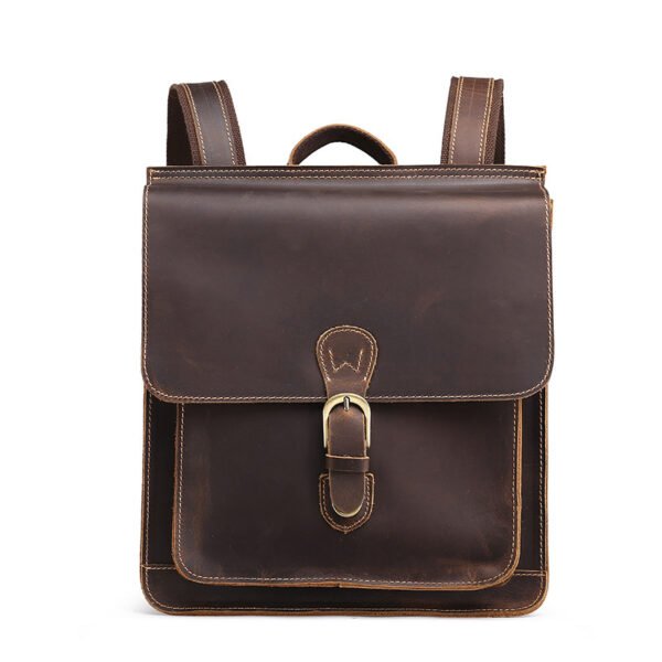 New Crazy Horse Leather Men's Backpack With Genuine Leather Retro - Image 6