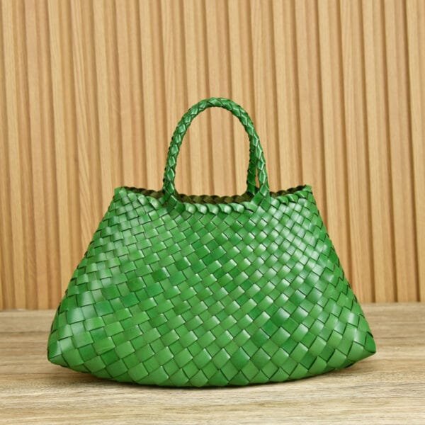 Braided Baotou Layer Cowhide Pure Handmade Basket Bag - Image 9