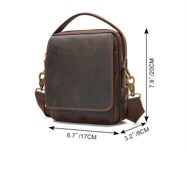 Hot Selling Crazy Horse Leather Small Handbag For Men - Image 3