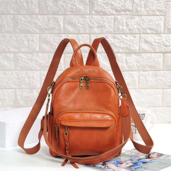 Retro Soft Leather Fashion Backpack - Image 5