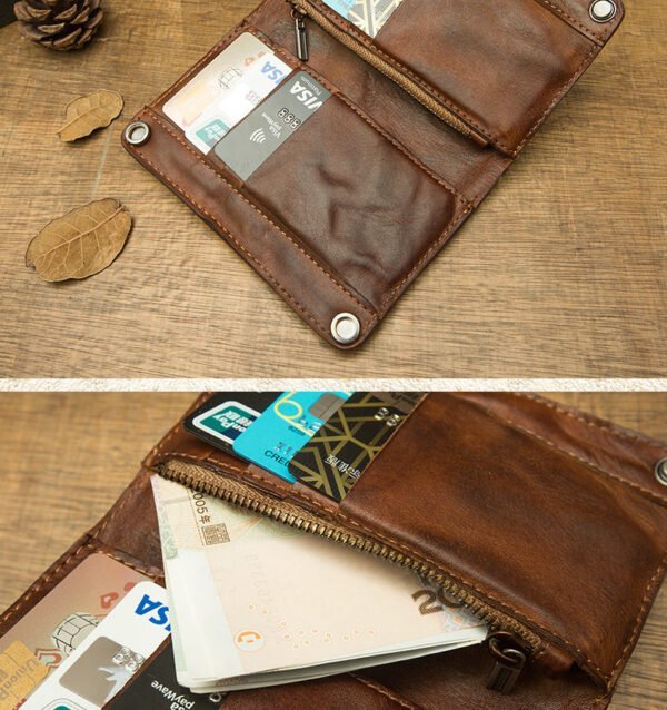 Handmade Cowhide Full Leather Large Capacity Wallet - Image 6