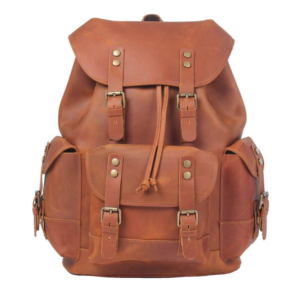 Men's Retro Large Capacity First Layer Cowhide Backpack - Image 8