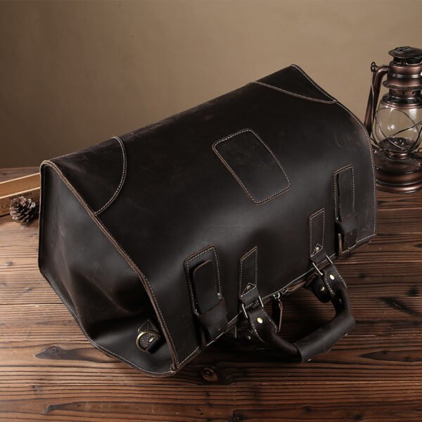 Vintage Cowhide Men's Bag, Large-capacity Travel Bag, Leather Shoulder Bag - Image 5