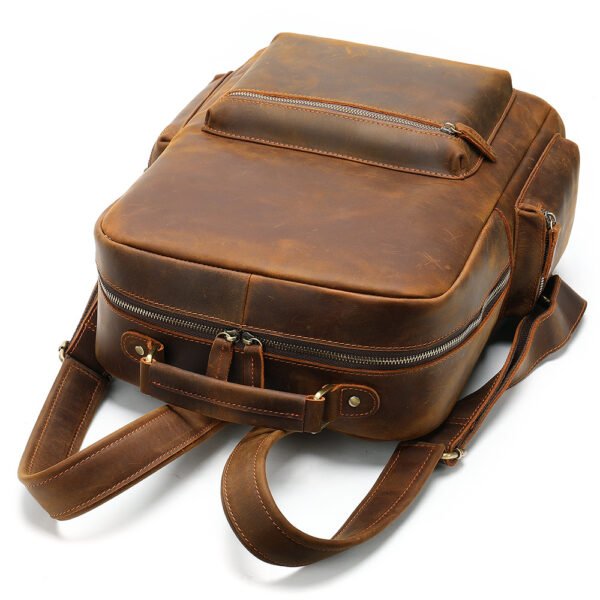 Leather Crazy Horse Backpack Business Large Capacity Travel Bag - Image 3