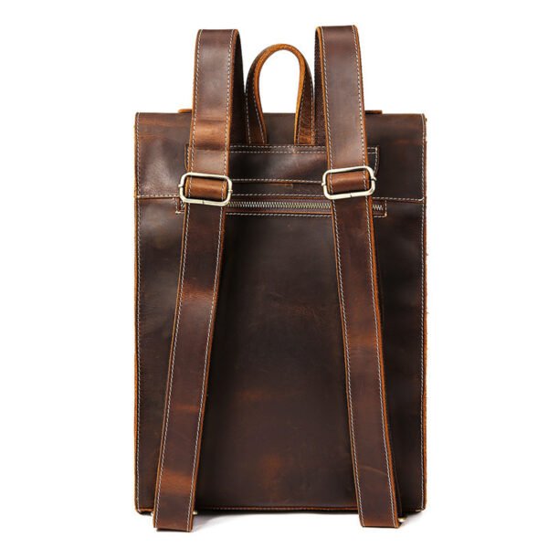 Men's First Layer Leather Luggage Backpack Leather School Bag - Image 2