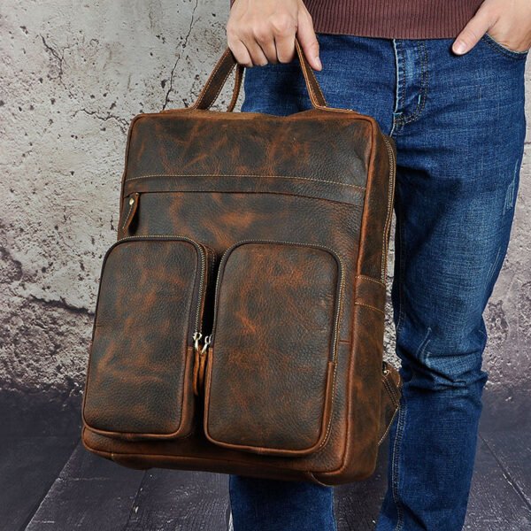 Leather Shoulder Bag youth fashion top leather backpack - Image 4