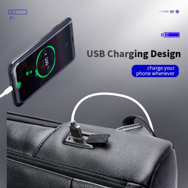 Layered Leather Backpack With Usb Charging - Image 3