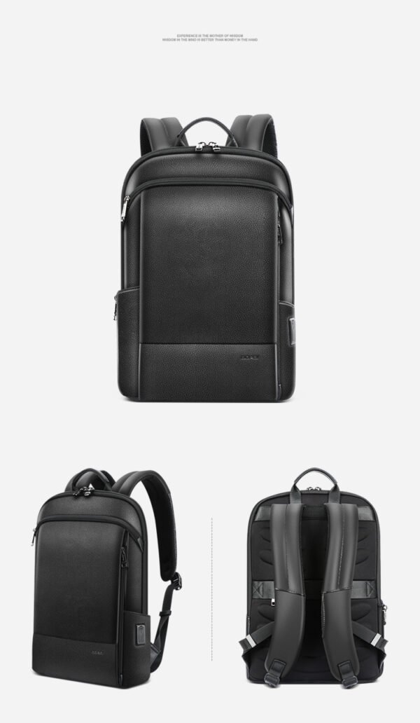 Layered Leather Backpack With Usb Charging - Image 6