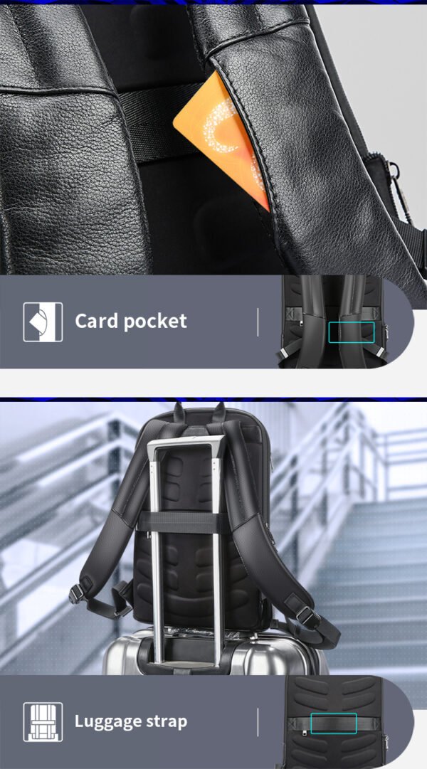 Layered Leather Backpack With Usb Charging - Image 9