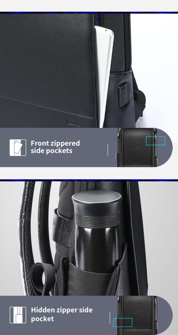 Layered Leather Backpack With Usb Charging - Image 10