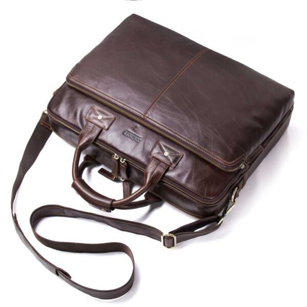 Casual Leather Business Briefcase Large Capacity Men's Shoulder Bag - Image 3