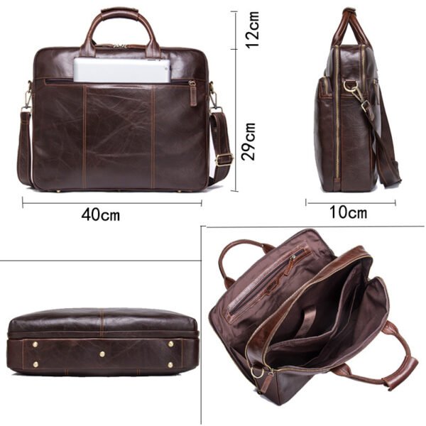 Casual Leather Business Briefcase Large Capacity Men's Shoulder Bag - Image 4