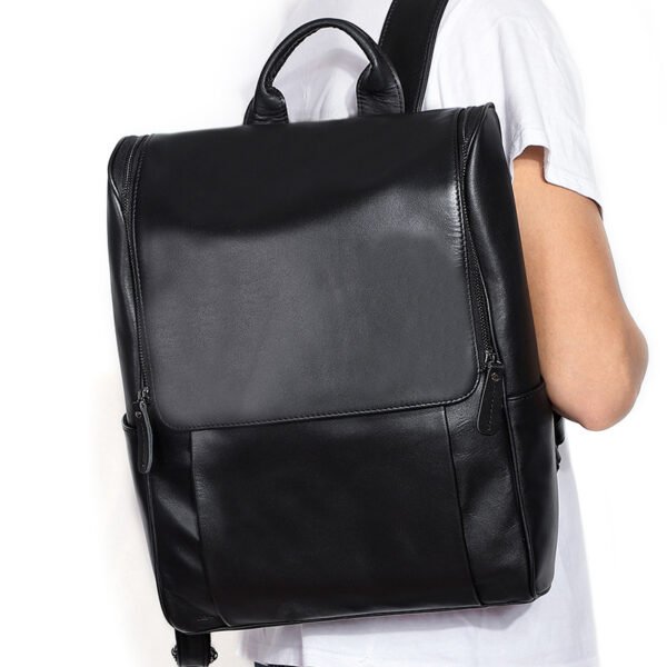 Business Men's Leather Backpack Large Capacity 15.6-Inch Computer Backpack Top Layer Leather Retro Backpack - Image 5