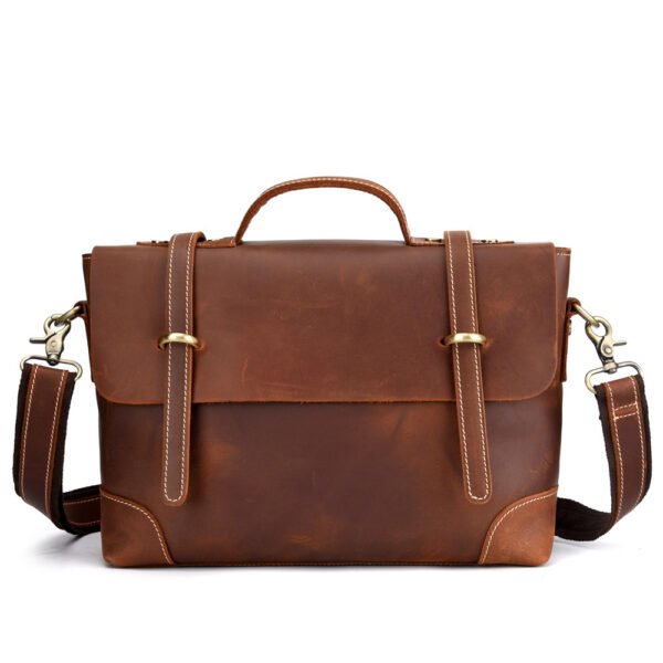 Leather Retro Men's Bag Briefcase Single Shoulder Messenger - Image 2