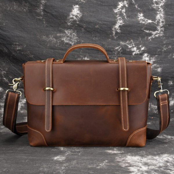 Leather Retro Men's Bag Briefcase Single Shoulder Messenger - Image 4