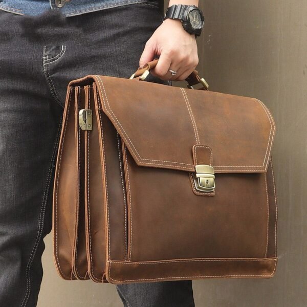 Crazy Horse Leather Briefcase - Image 5