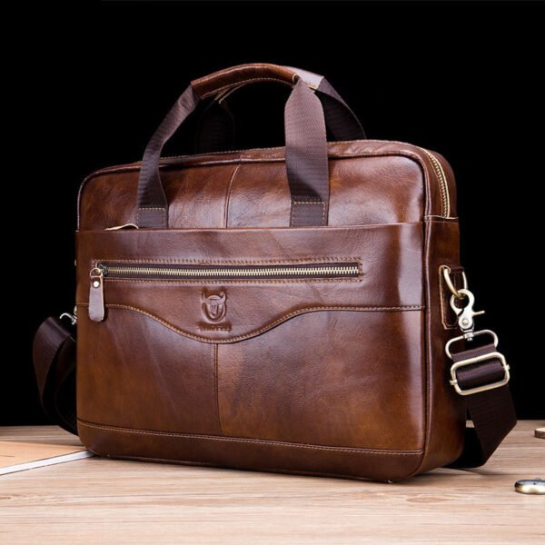 Captain Cattle Leather Goods Laptop Computer Briefcase Men's Leather Shoulder Messenger Bag Top Layer Cowhide Business Briefcase - Image 5