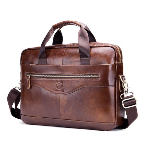 Captain Cattle Leather Goods Laptop Computer Briefcase Men's Leather Shoulder Messenger Bag Top Layer Cowhide Business Briefcase - Image 4