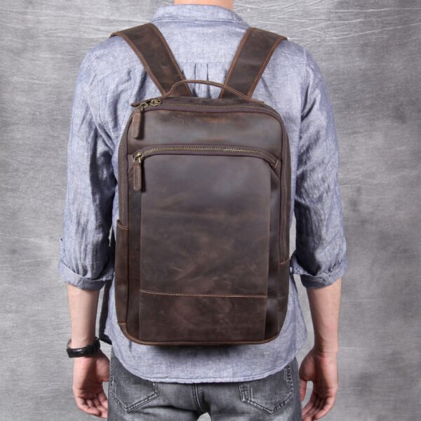 Vintage Crazy Horse Skin Backpack - Image 4