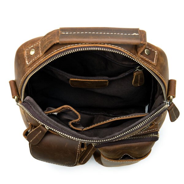 Cross-Border Source Leather Men's Bag Retro Solid Color Men's One-Shoulder Messenger Bag Top Layer Cowhide Crazy Horse Leather Men's Bag Wholesale - Image 5