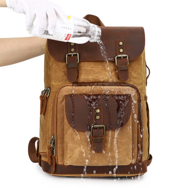 Casual Shoulder Camera Bag Hit Color Waterproof Canvas Slr Digital Bag Retro Hit Color Camera Backpack - Image 5