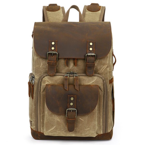 Casual Shoulder Camera Bag Hit Color Waterproof Canvas Slr Digital Bag Retro Hit Color Camera Backpack - Image 2