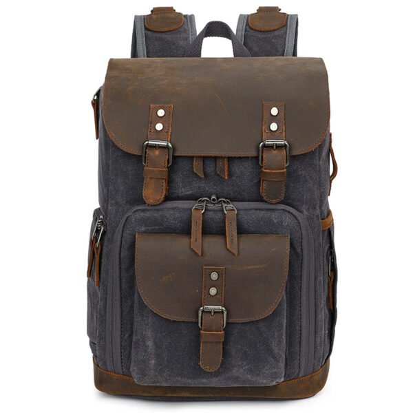 Casual Shoulder Camera Bag Hit Color Waterproof Canvas Slr Digital Bag Retro Hit Color Camera Backpack - Image 3