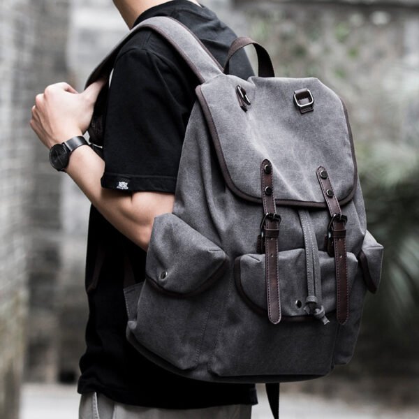 Canvas Backpack Men's Fashion Trend Casual Travel Bag - Image 2