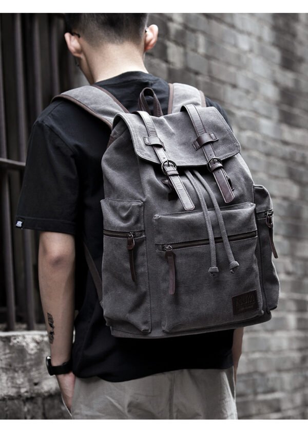 Canvas Backpack Men's Fashion Trend Casual Travel Bag - Image 5