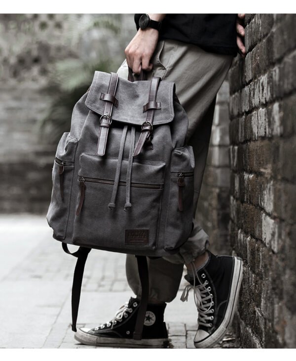 Canvas Backpack Men's Fashion Trend Casual Travel Bag - Image 6