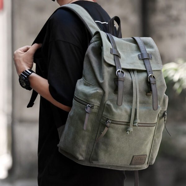 Canvas Backpack Men's Fashion Trend Casual Travel Bag - Image 7