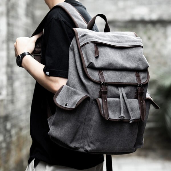 Canvas Backpack Men's Fashion Trend Casual Travel Bag - Image 8