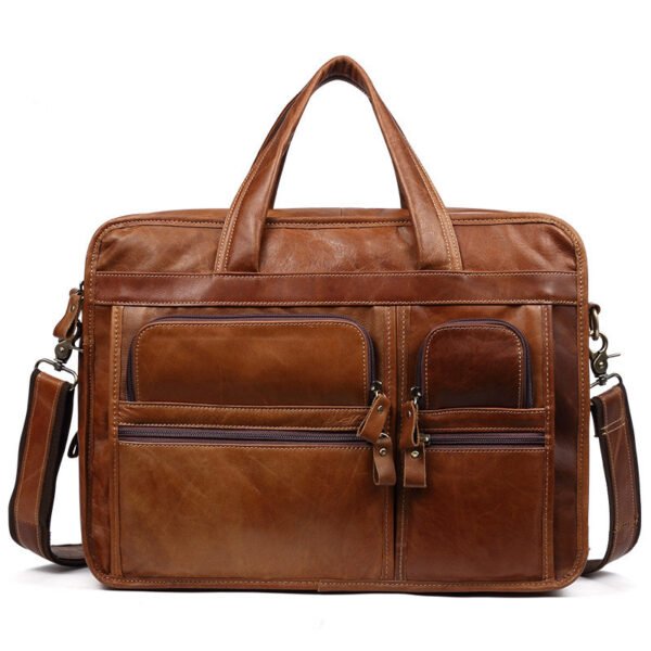 Casual Retro Leather Men's Briefcase Handbag - Image 4