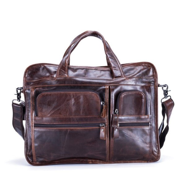 Casual Retro Leather Men's Briefcase Handbag - Image 3