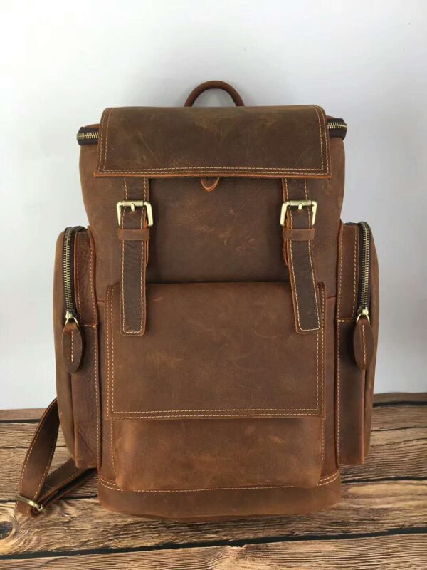 Retro Crazy Horse Leather Mens Backpack male computer bag Large Capacity 15.6 inch laptop bags genuine leather Travel Backpacks - Image 3