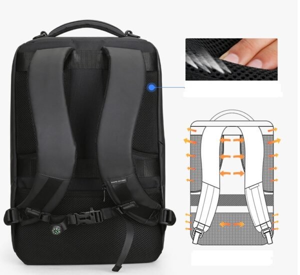 Anti-thief Fashion Men Backpack Multifunctional Waterproof Laptop Bag USB Charging Travel Bag - Image 7