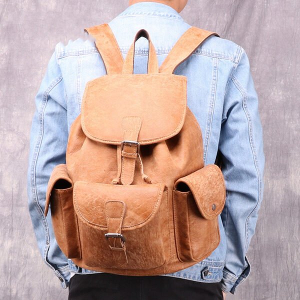 Vintage leather casual backpack - Image 4