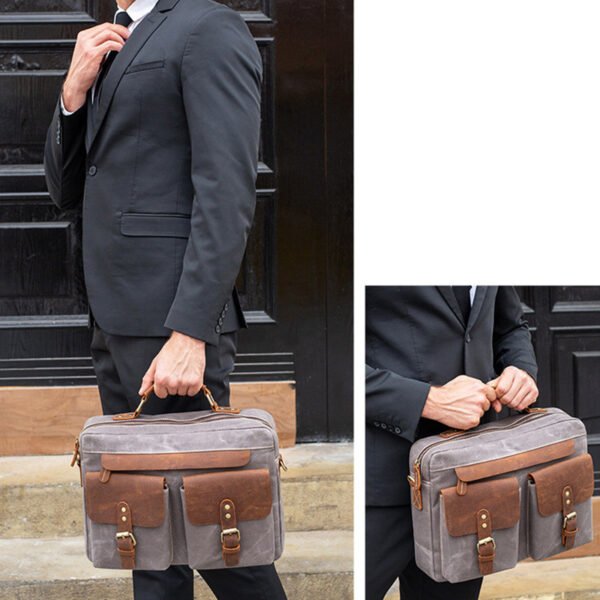 Cowhide with cloth briefcase - Image 4