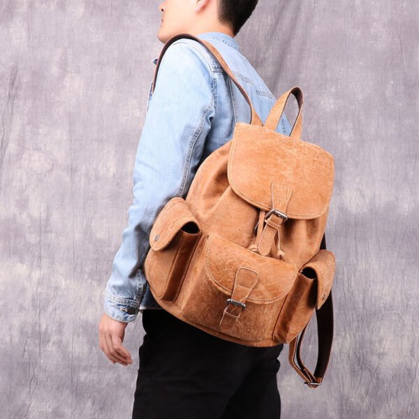 Vintage leather casual backpack - Image 3