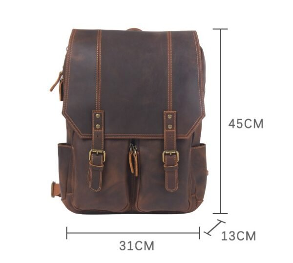 Retro Large Capacity Crazy Horse Leather Backpack Men - Image 7