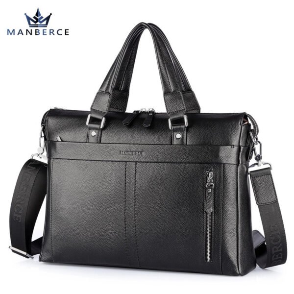 Manbers brand real leather business and leisure handbag official document of Baotou layer men's single shoulder large capacity package - Image 2