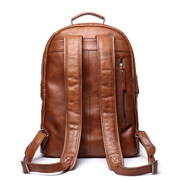 Large-capacity Cowhide Backpack Vegetable Tanned Leather Travel Bag European And American Retro - Image 2