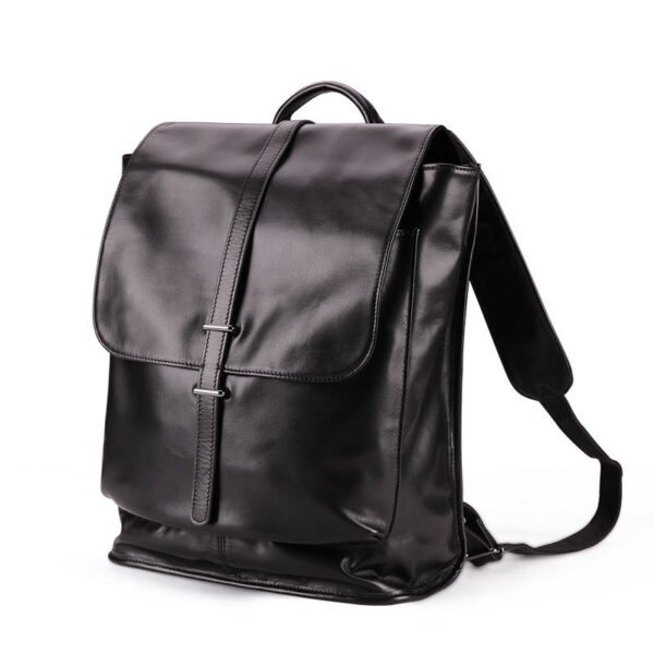 Black oil wax leather backpack - Image 4