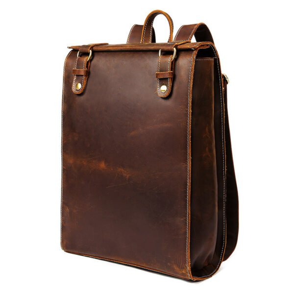 Men's First Layer Leather Luggage Backpack Leather School Bag - Image 4