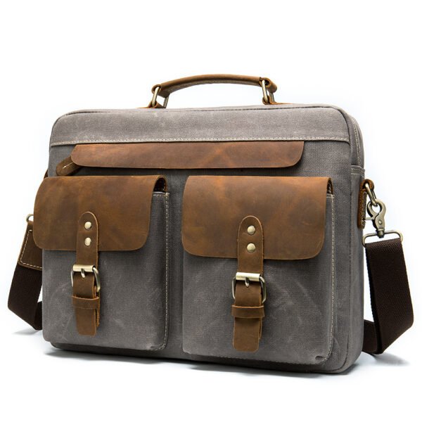 Cowhide with cloth briefcase