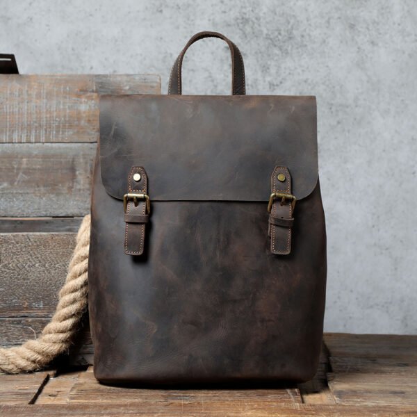 New Simple Retro First Layer Cowhide Backpack - Image 4