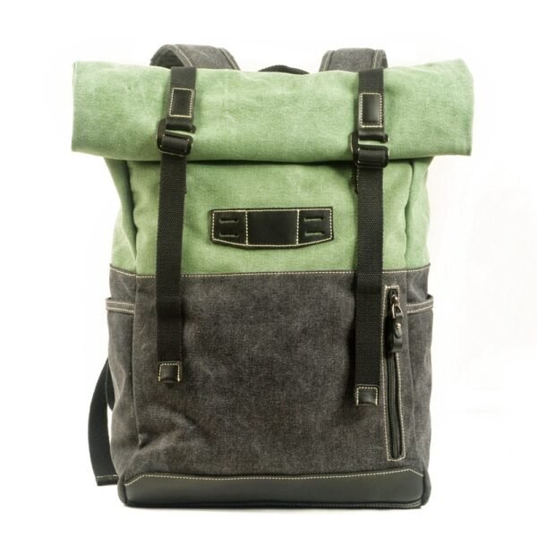 British Retro Outdoor Outfit Hit Color Backpack Large Capacity Canvas Travel Mountaineering - Image 4