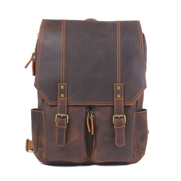 Retro Large Capacity Crazy Horse Leather Backpack Men - Image 5