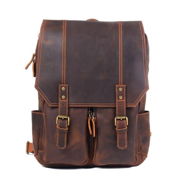 Retro Large Capacity Crazy Horse Leather Backpack Men - Image 9