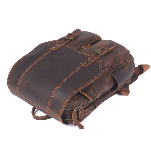 Retro Large Capacity Crazy Horse Leather Backpack Men - Image 2